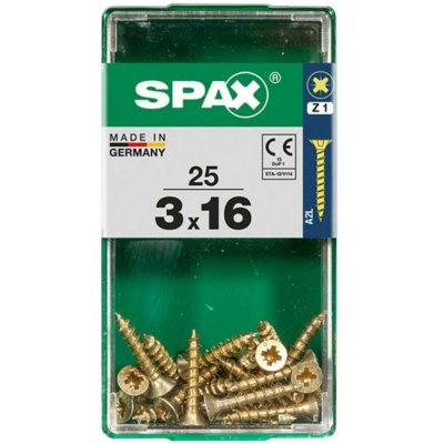 Spax Uni vrut zápust.hlava PZ/Z1, S-CUT plný závit, Yellox, 3 x 16 mm, 25 ks – Hledejceny.cz
