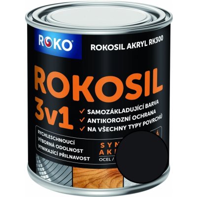 Rokosil 3v1 akryl RK 300 1999 černá matná 0,6L – Sleviste.cz