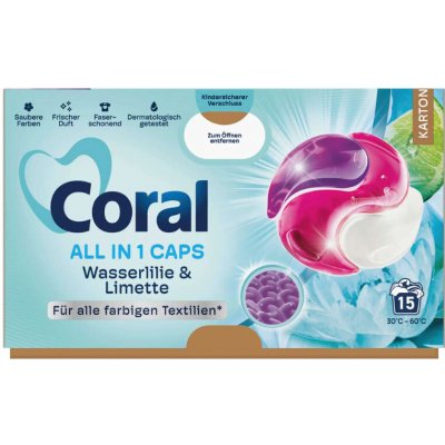Coral Gelové kapsle na praní color s vůní Leknínu a Limetky 15 PD – Sleviste.cz