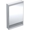 Koupelnový nábytek Geberit ONE - Zrcadlová skříňka s LED osvětlením, 600x900x150 mm, panty vlevo, s nikou, vestavná, hliník 505.820.00.1