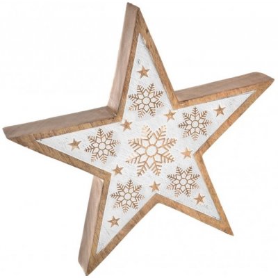 InDecor Vánoční hvězda z mangového dřeva White 25 x 4 x 25 cm – Hledejceny.cz