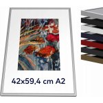 Thalu Frames Kvalitní kovový rám 42x59,4 cm A2, Barva stříbrná mat na obraz, plakát, rámeček na fotografii, puzzle. Rám má antireflexní plexisklo a variabilní závěsy – Zboží Dáma