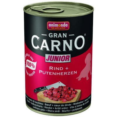 Animonda Gran Carno Junior hovězí a krůtí srdce 24 x 400 g – Zboží Mobilmania