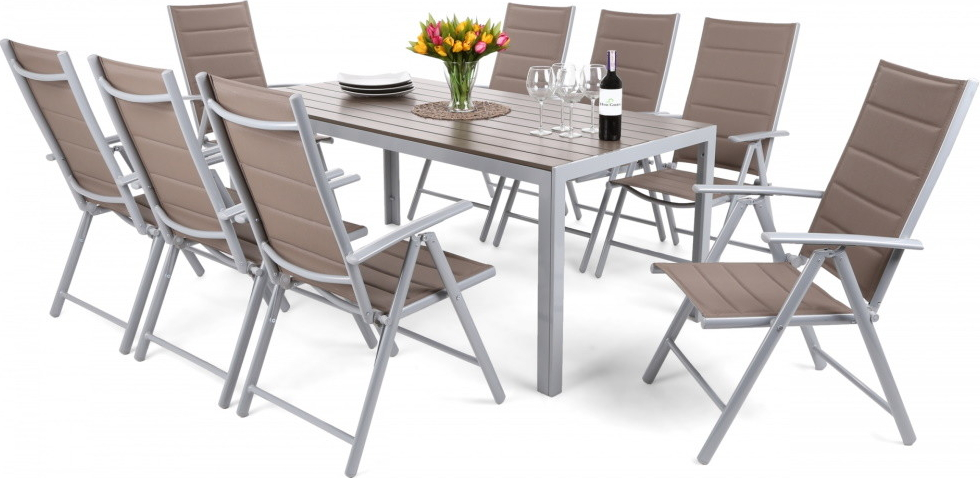 Home&Garden Zahradní sestava Ibiza 185 cm Silver / Taupe 8+1