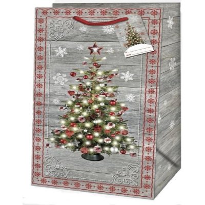 Taška dárková Jumbo Vánoční stromeček a vločky 44,5 x 33 x 13,7 cm – Zboží Mobilmania