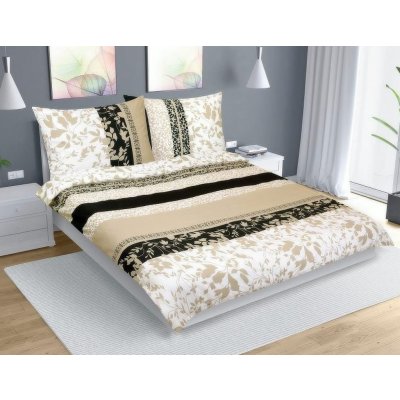 Bellatex bavlna povlečení F90/927 béžové lístky 200x200 2x70x90 – Sleviste.cz