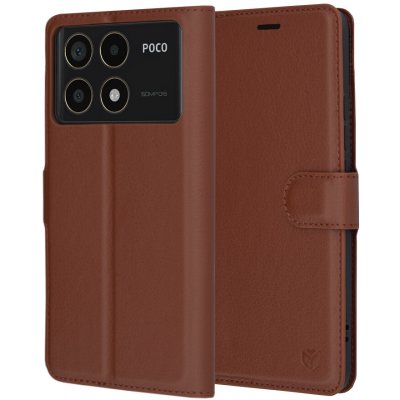 Techsuit - Kožené pouzdro - Xiaomi Poco F6 Pro - hnědé – Zboží Živě