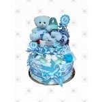 BabyDort dvoupatrový plenkový dort pro miminko modrý MEDVÍDEK – Sleviste.cz