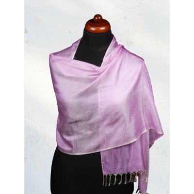 Hedvábná šála světle fialovo smetanová – Zboží Mobilmania