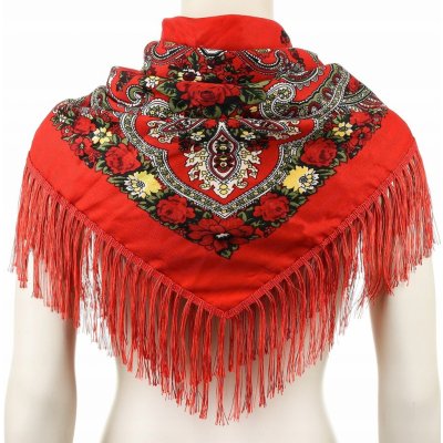 dámský šátek Q71 květinový vzor červený