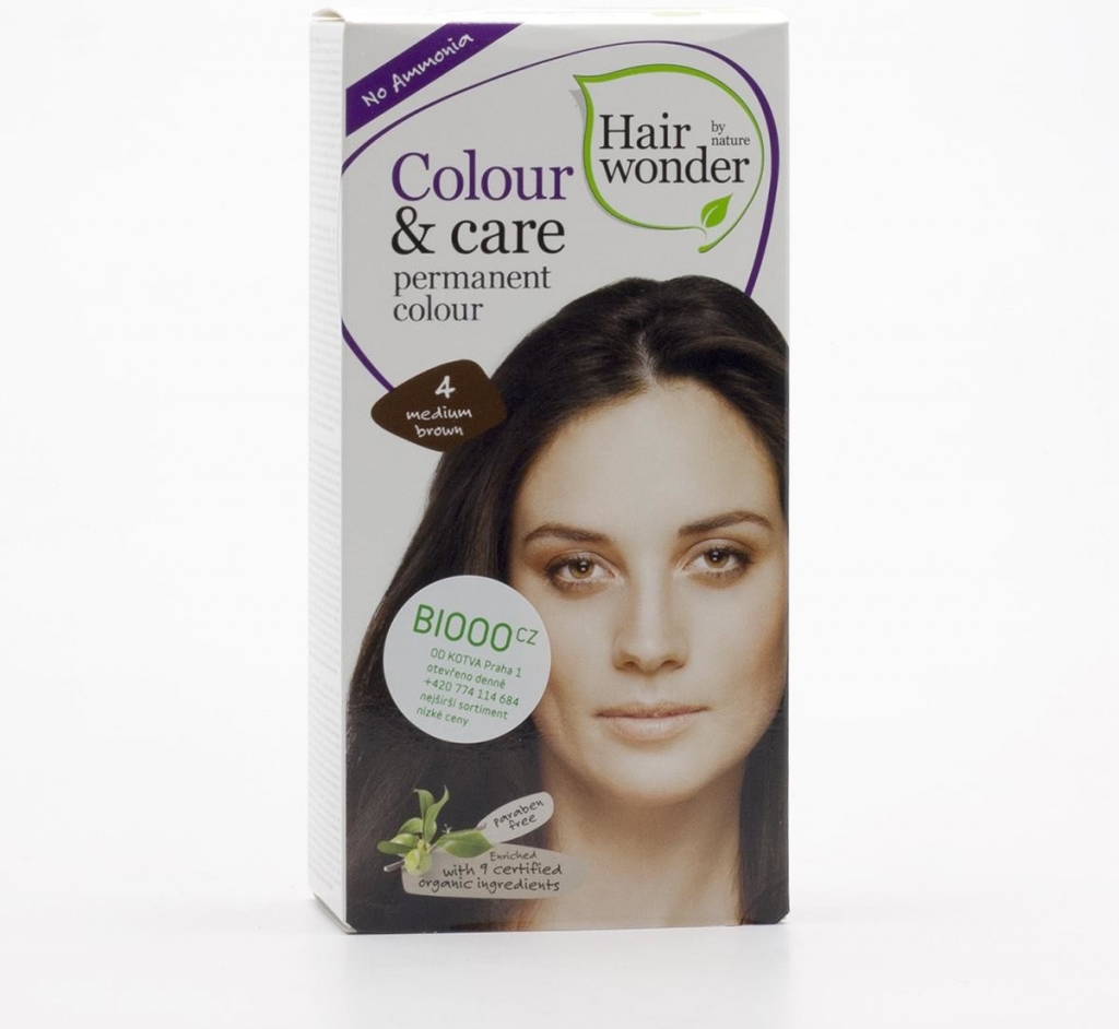 Hairwonder přírodní dlouhotrvající barva středně hnědá 4 100 ml