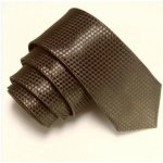 Tmavě hnědá úzká slim kravata se vzorem šachovnice – Zboží Dáma