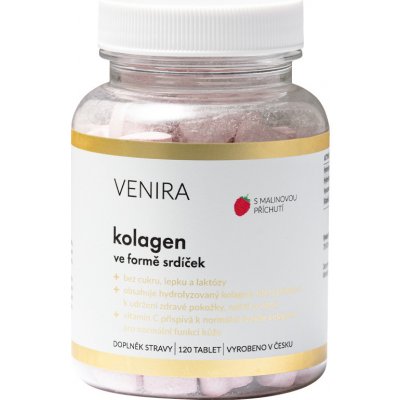 Venira Kolagen ve formě srdíček malina 120 tablet