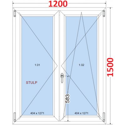 SMART Dvoukřídlé plastové okno 120x150, bez středového sloupku – Zboží Mobilmania