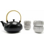 Oxalis Japandi porcelánová čajová souprava konvice 1 l a 4 šálky černo-bílá s nerezovým sítkem moderní design – Zboží Dáma Oxalis Japandi porcelánová čajová souprava konvice 1 l a 4 šálky černo-bílá s nerezovým sítkem moderní design – Zboží Dáma