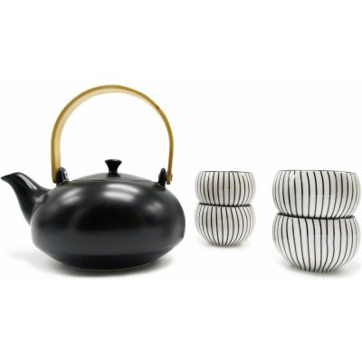 Oxalis Japandi porcelánová čajová souprava konvice 1 l a 4 šálky černo-bílá s nerezovým sítkem moderní design – Zboží Dáma Oxalis Japandi porcelánová čajová souprava konvice 1 l a 4 šálky černo-bílá s nerezovým sítkem moderní design – Zboží Dáma