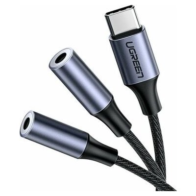 Ugreen USB Typ C - 2x 3,5 mm mini jack rozbočovací adaptérový kabel 20 cm šedý (30732) – Sleviste.cz