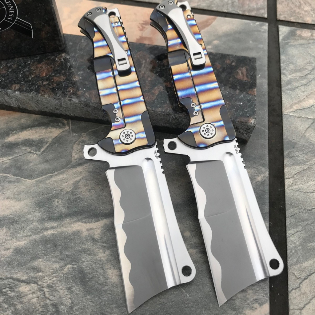 Andre De Villiers Knives BATTLE CLEAVER-FLAME ANNO Titanium Handles