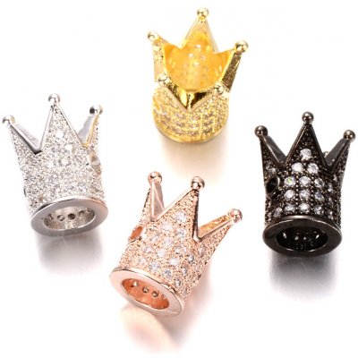 Mosazná korunka s kubickými zirkony - různá provedení - 12 x 8 mm - 1 ks Barva: Zlatá – Sleviste.cz