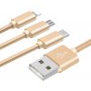 usb kabel W-star k3v1GD61 USB 3v1, USBC, micro USB, lightning, 2,4A, 3m, zlatý