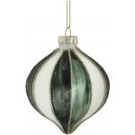 Bílo-zelená skleněná vánoční ozdoba baňka s pruhy 8 cm Chic Antique – Hledejceny.cz