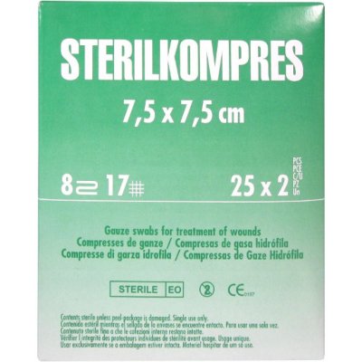 Sterilkompres gáza kompresní sterilní 7,5 x 7,5 cm/25 x 2 ks – Hledejceny.cz