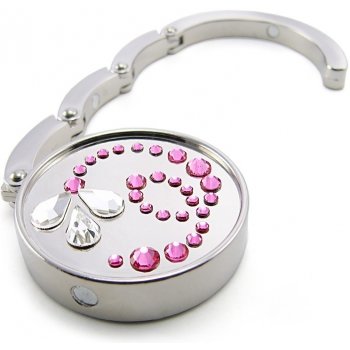 Háček na kabelku Swarovski Elements květinka růžová