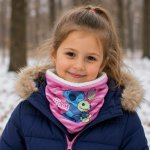Exity KFT Dívčí nákrčník LILO A STITCH s pruhy coral fleece růžový – Hledejceny.cz