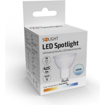 Solight LED žárovka , bodová , 5W, GU10, 6000K, 425lm, bílá od 29 Kč -  Heureka.cz