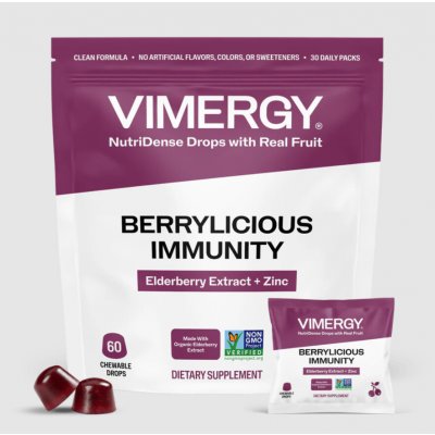 Vimergy Berrylicious Immunity Ovocné kousky pro podporu imunity, 60 ks – Hledejceny.cz