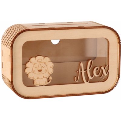 ČistéDřevo Dětská dřevěná pokladnička se jménem - malá – Zboží Dáma