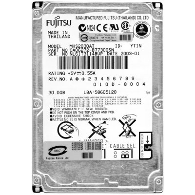 Fujitsu 30GB PATA IDE/ATA 2,5", MHS2030AT