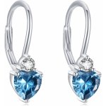 Lunica Stříbrné náušnice SRDCE MODRÝ TOPAZ 0808 – Sleviste.cz