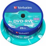 Verbatim DVD-RW 4,7GB 4x, SERL, spindle, 25ks (43639) – Hledejceny.cz