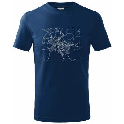 Mapy měst černobílé Klatovy tričko dětské bavlněné Půlnoční modrá
