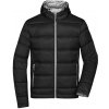 Pánská sportovní bunda James Nicholson pánská péřová bunda Hooded Down Jacket černá stříbrná