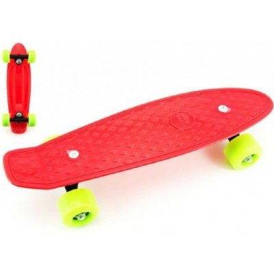 Skateboard - pennyboard 43cm, nosnost 60kg plastové osy, červený, zelená kola