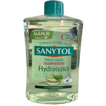 Sanytol Zelený čaj & Aloe Vera dezinfekční hydratující mýdlo na ruce náhradní náplň 500 ml