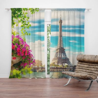 Závěsy Paříž Eifellova věž Mraky: 2 ks - 140x250 cm - Sablio – Hledejceny.cz