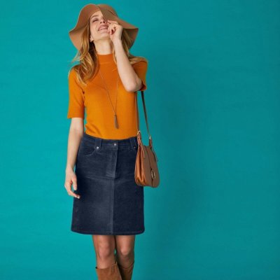 Rozšířená manšestrová sukně námořnická modrá – Zboží Dáma