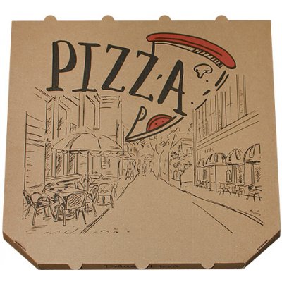 DEKOS Krabice na pizzu 32x32x3cm mvl hnědá s potiskem PIZZA – Zboží Mobilmania