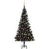 Vánoční stromek vidaXL Umělý vánoční stromek s LED a sadou koulí černý 150 cm PVC