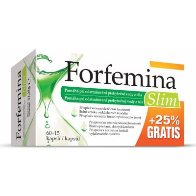 Naturprodukt Forfemina Slim na odvodnění těla a při hubnutí 75 kapslí