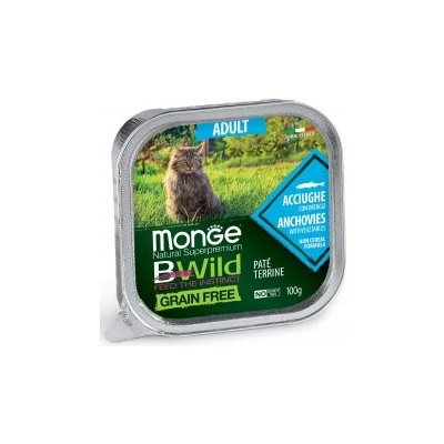 Monge BWILD Cat Grain Free ADULT Ančovičky 32 x 100 g