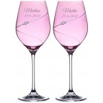 Diamante Skleničky na bílé víno Silhouette City Pink s vlastním textem a krystaly Swarovski 2 x 360 ml – Sleviste.cz