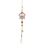 Závěs dřevo 120x130mm sova v domečku,přírodní, oranžová – Hledejceny.cz