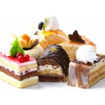 WEBLUX 96319616 Fototapeta plátno Assorted different mini cakes with cream Rozmanité mini koláče se smetanou čokoládou a bobulemi rozměry 330 x 244 cm – Zbozi.Blesk.cz
