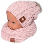 Baby Nellys Zimní pletená čepice s bambulí komínek starorůžová – Zboží Dáma