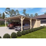 Holzbrüder Ralf na auto na auto s velým domkem impregnace/šedá 6 x 8,68 m – HobbyKompas.cz