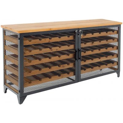 Ainnde Vinotéka BODEGA 127 CM masiv jedle uzamykatelná VIN44750 – Sleviste.cz